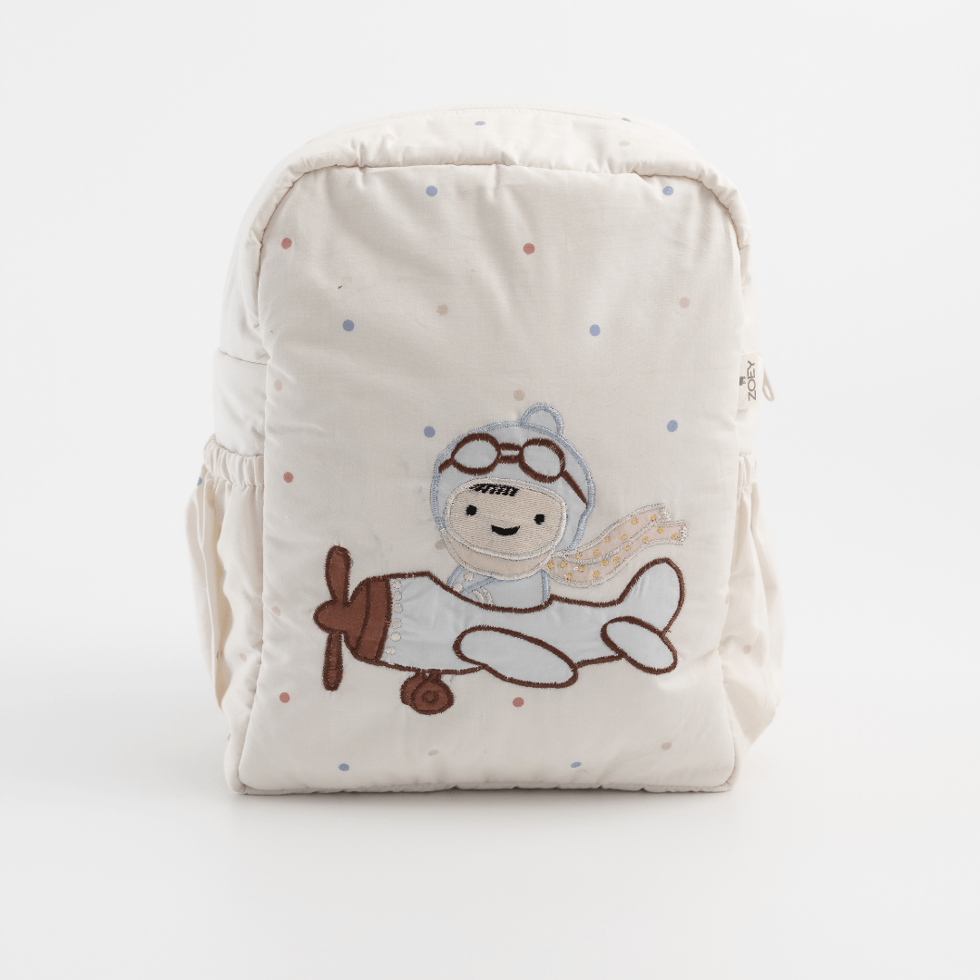 Little Aviator Personalised School Bag, Hand-Embroidered