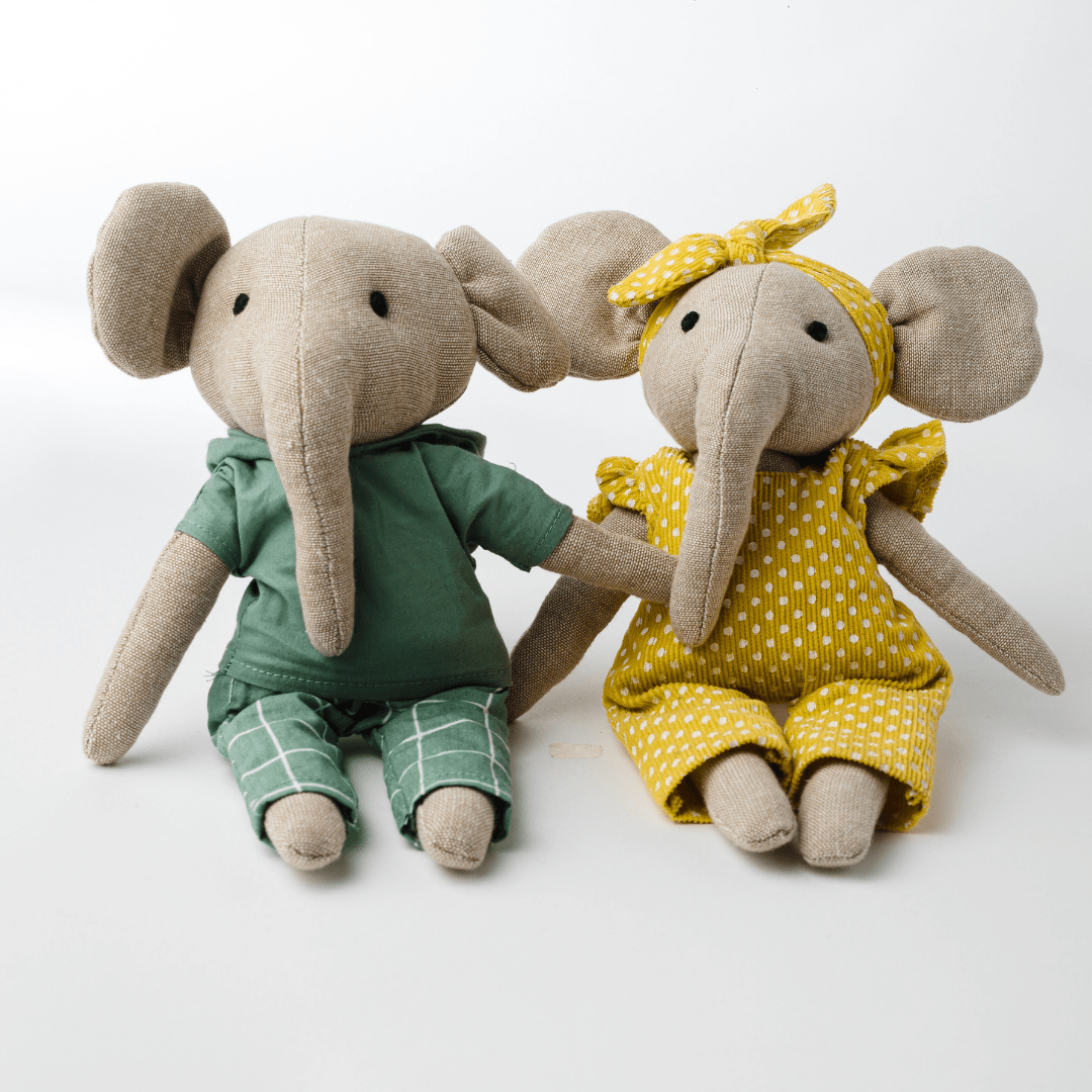 Lola & Lucas Elephant Toy | Heirloom Cotton Soft Toy for Little Ones