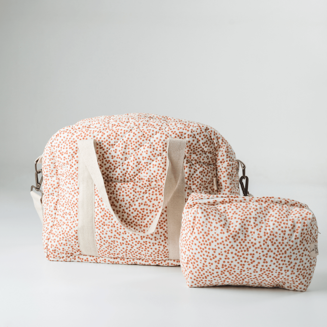 Red Velvet Yarrow Quilted Nappy Bag (100% Muslin Cotton)